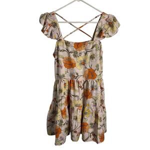 BOG Collective Lottie‎ & Holly Floral Mini Dress Blush Pink Rust Fit N Flare Med